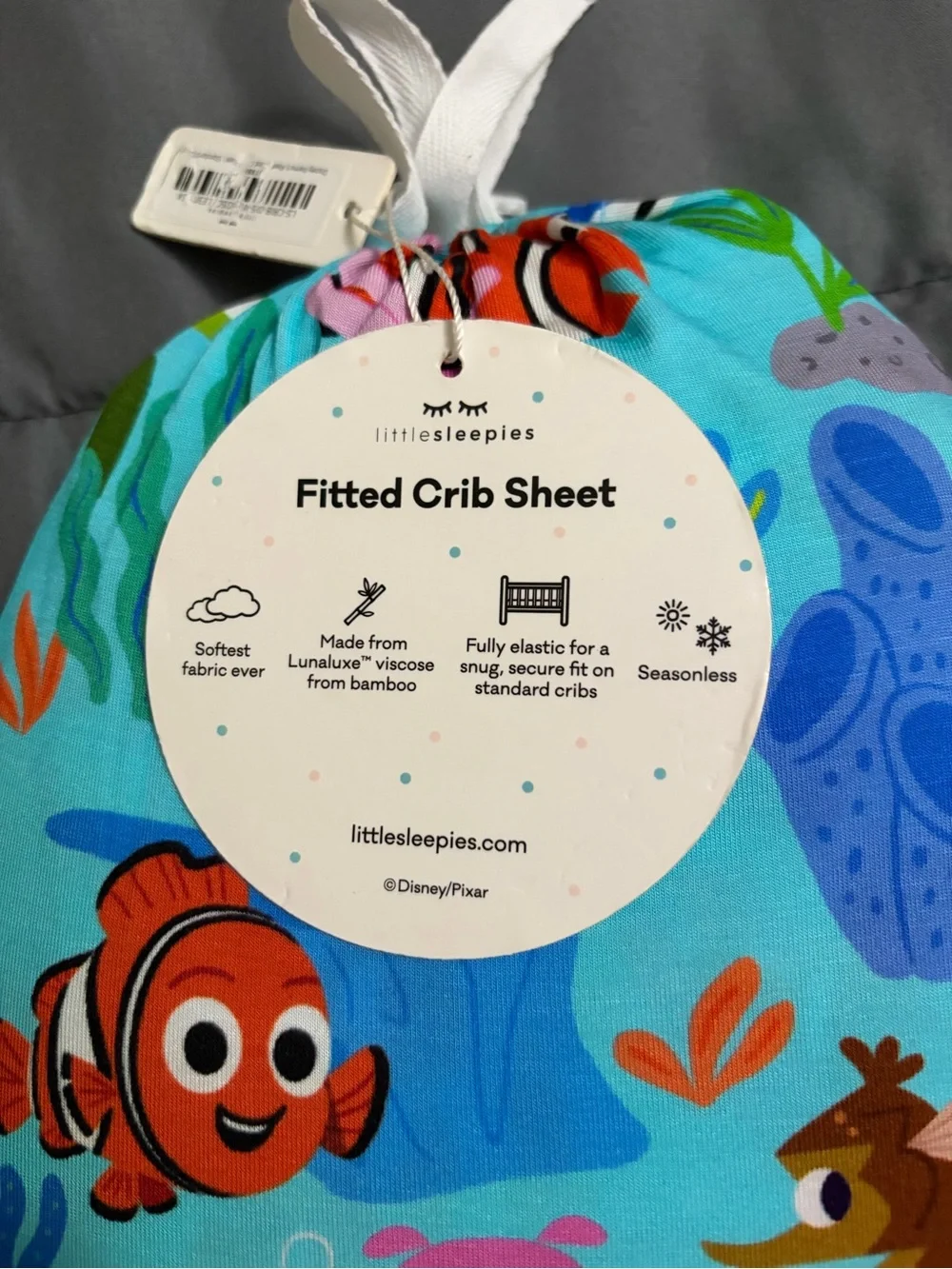 NWT Little Sleepies Disney Pixar Nemo's Reef Lunaluxe Bamboo Crib Sheet